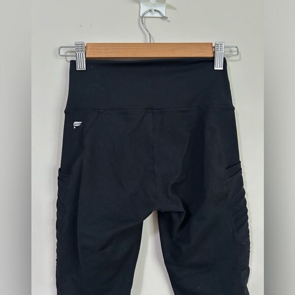Fabletics Black Cropped High Waist Leggings Mesh Side Panel - Picture 7 of 7